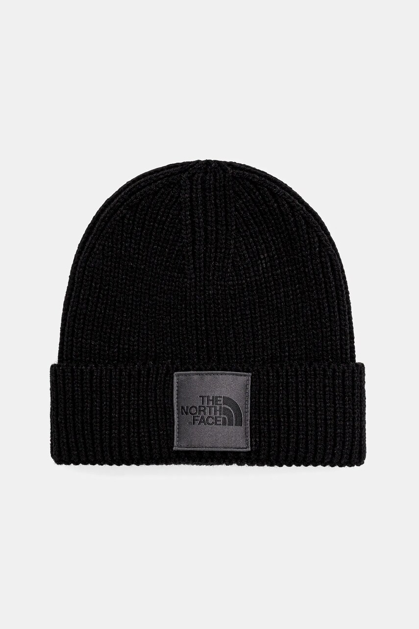 The North Face caciula TNF Logo Box Cuffed Beanie culoarea negru, din tesatura neteda, NF0A3FJXB9I1