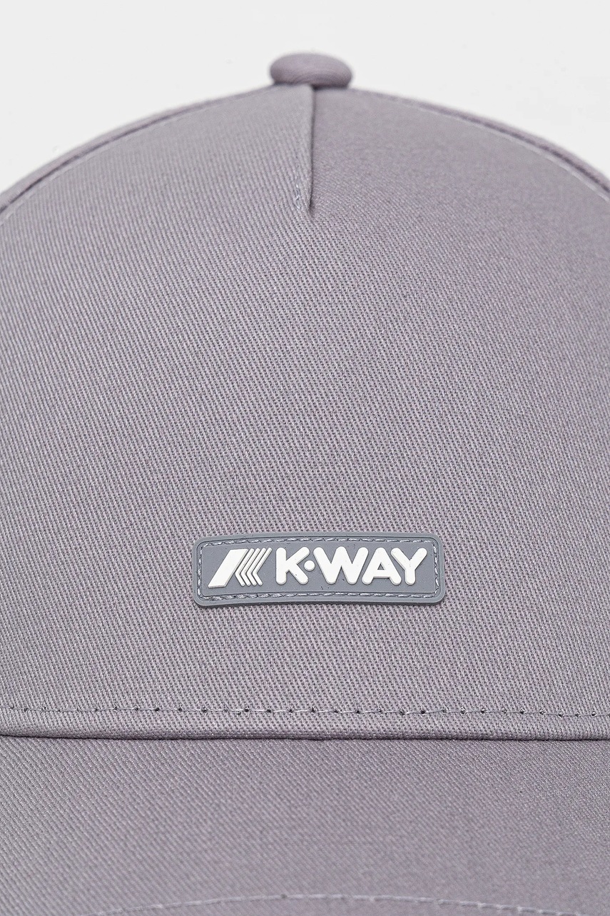 Хлопковая кепка K-Way цвет серый с аппликацией K8132SW Хлопковая кепка K-Way цвет серый с аппликацией K8132SW