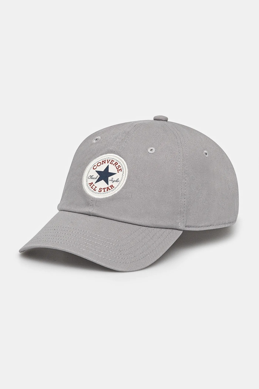 Levně Bavlněná baseballová čepice Converse šedá barva, s aplikací, 10027421-A10