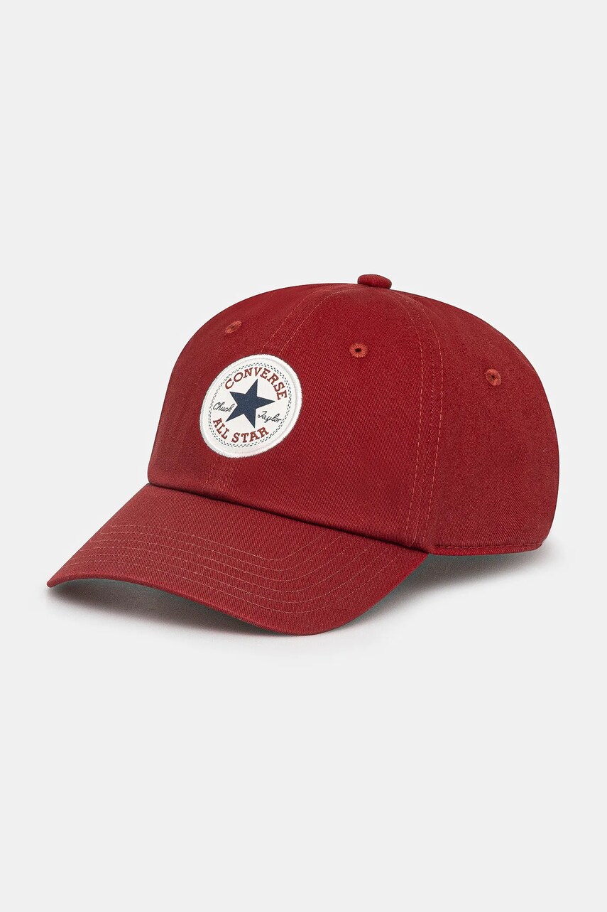 Converse sapca de baseball din bumbac culoarea bordo, cu imprimeu, 10027421-A17