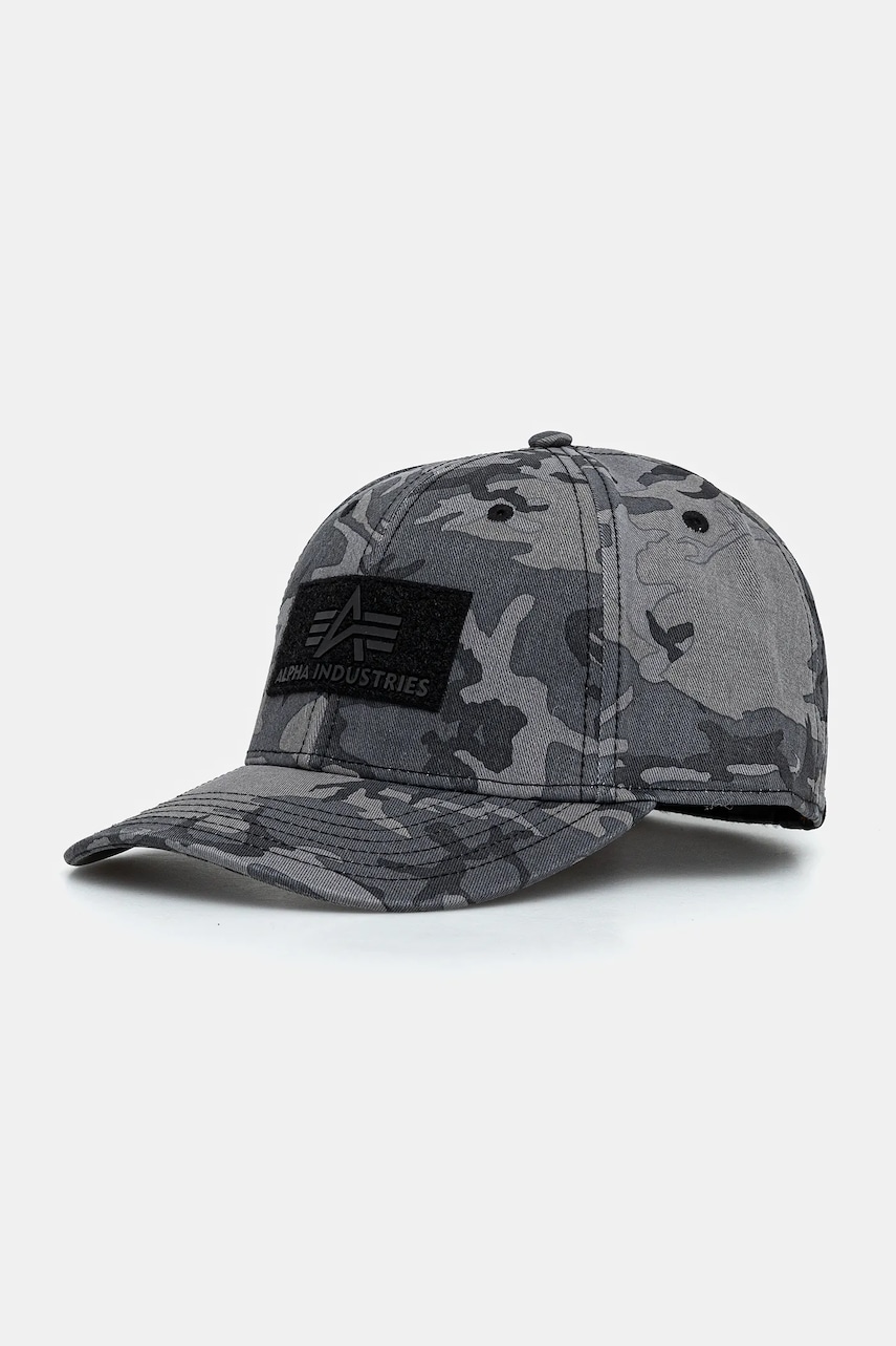 Alpha Industries șapcă de baseball din bumbac VLC Cap Camo culoarea gri, modelator, 168903C Alpha Industries șapcă de baseball din bumbac VLC Cap Camo culoarea gri, modelator, 168903C