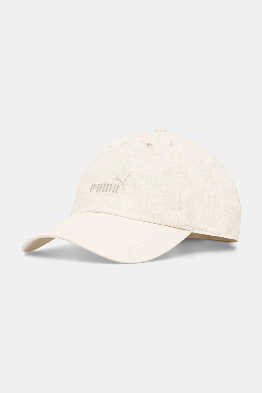 Puma șapcă de baseball din bumbac culoarea bej, cu imprimeu, 25983