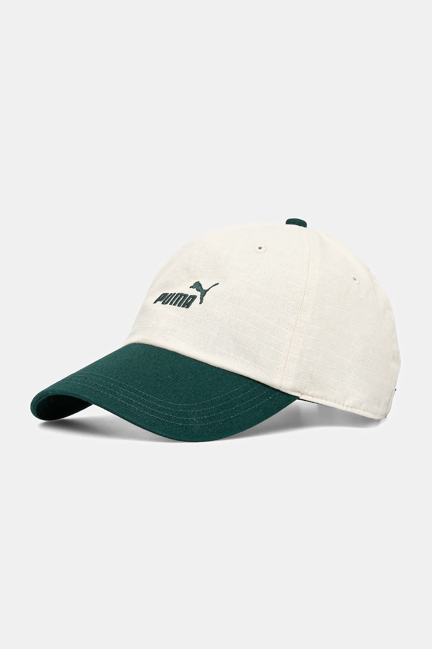 Puma șapcă de baseball din bumbac culoarea bej, cu imprimeu, 25988 Puma șapcă de baseball din bumbac culoarea bej, cu imprimeu, 25988