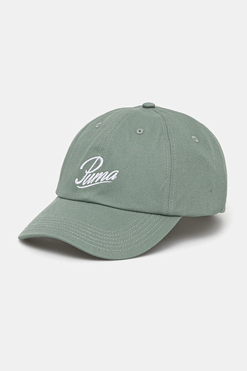 Puma șapcă de baseball din bumbac culoarea verde, uni, 25996