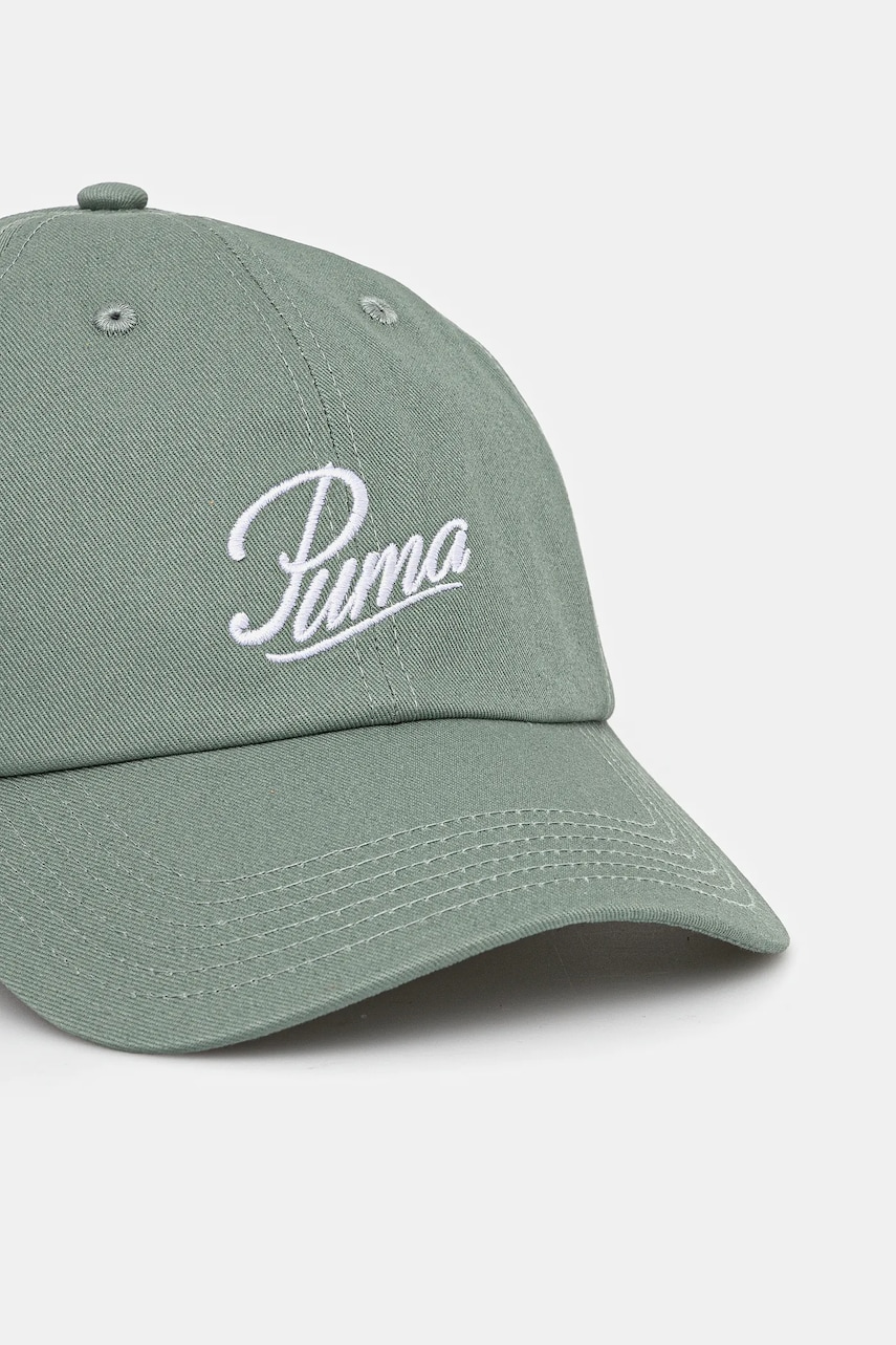 Хлопковая кепка Puma цвет зелёный однотонная 25996 Хлопковая кепка Puma цвет зелёный однотонная 25996