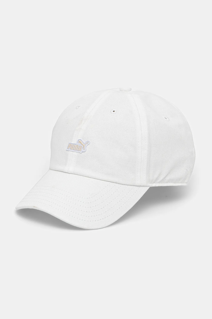 Puma șapcă de baseball din bumbac culoarea alb, cu imprimeu, 25997 Puma șapcă de baseball din bumbac culoarea alb, cu imprimeu, 25997