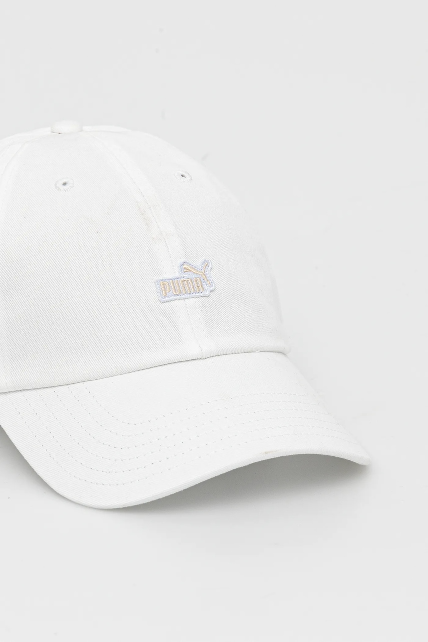 Хлопковая кепка Puma цвет белый с аппликацией 25997 Хлопковая кепка Puma цвет белый с аппликацией 25997