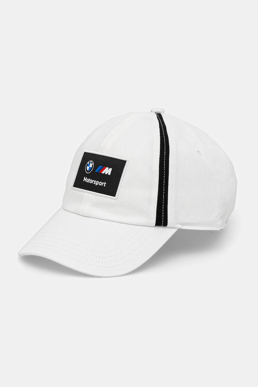 Puma șapcă BMW MMS HERITAGE culoarea alb, cu imprimeu, 26049