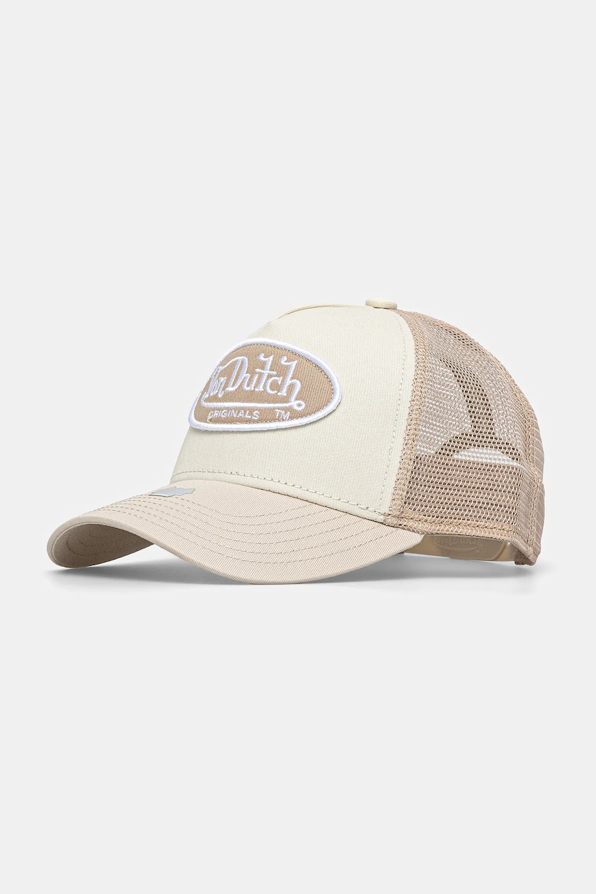 Von Dutch sapca culoarea bej, cu imprimeu, 7030593 Von Dutch sapca culoarea bej, cu imprimeu, 7030593