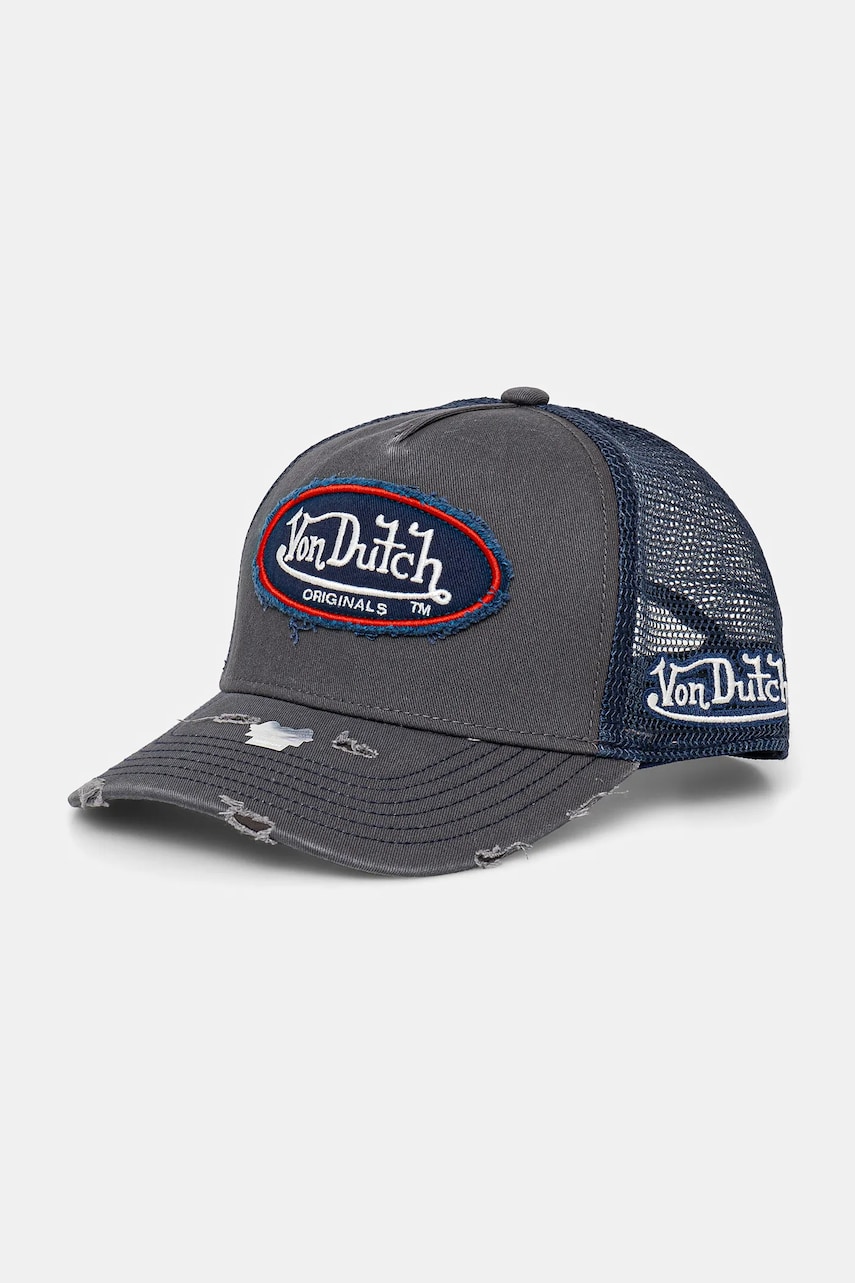 Von Dutch sapca culoarea gri, cu imprimeu, 7030845 Von Dutch sapca culoarea gri, cu imprimeu, 7030845