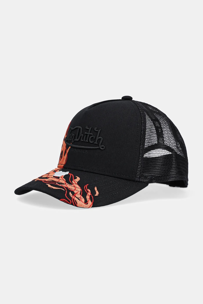 Von Dutch sapca culoarea negru, cu imprimeu, 7030858 Von Dutch sapca culoarea negru, cu imprimeu, 7030858