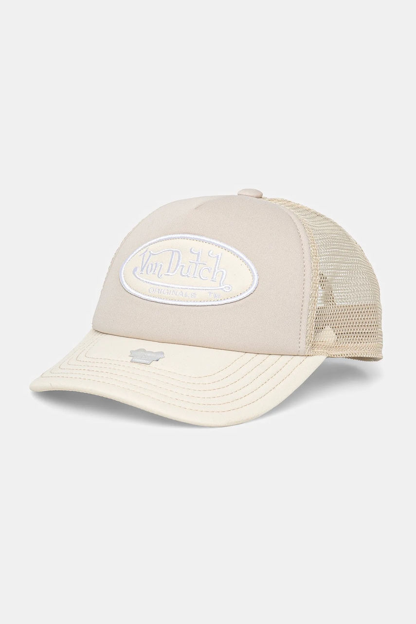 Von Dutch sapca culoarea bej, cu imprimeu, 7030748 Von Dutch sapca culoarea bej, cu imprimeu, 7030748