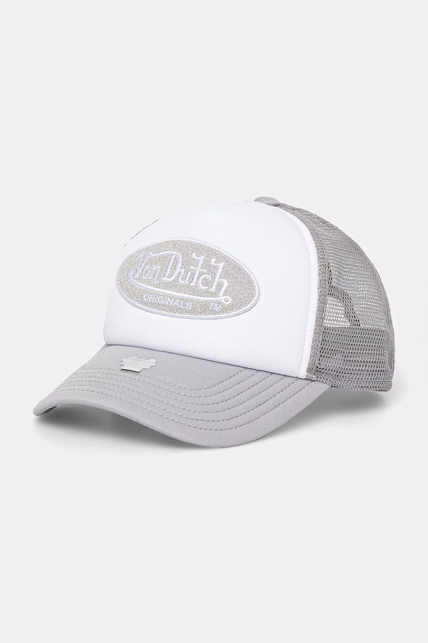 Von Dutch sapca culoarea gri, cu imprimeu, 7030843 Von Dutch sapca culoarea gri, cu imprimeu, 7030843