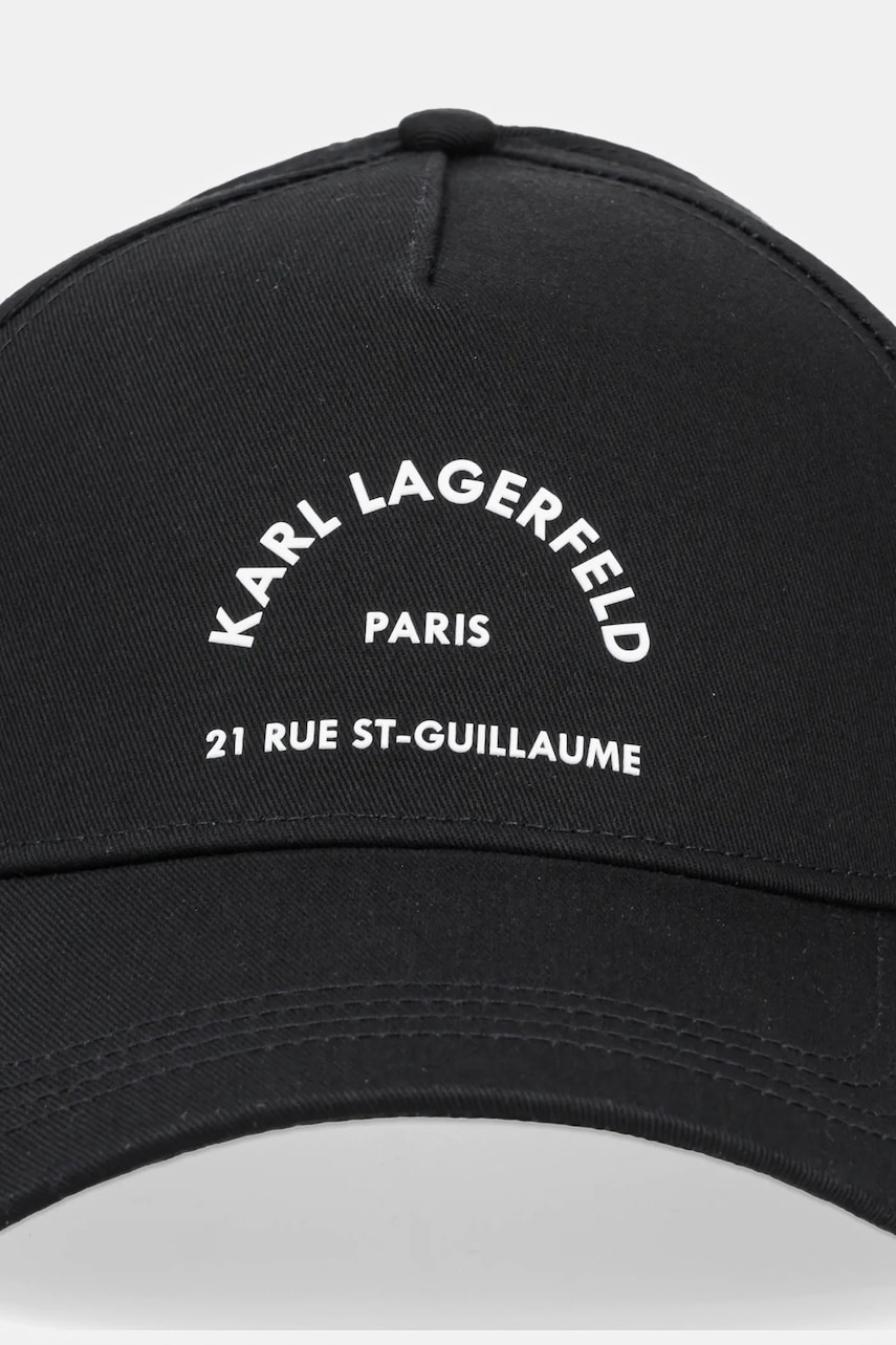 Хлопковая кепка Karl Lagerfeld цвет чёрный с аппликацией A1W33201 Хлопковая кепка Karl Lagerfeld цвет чёрный с аппликацией A1W33201