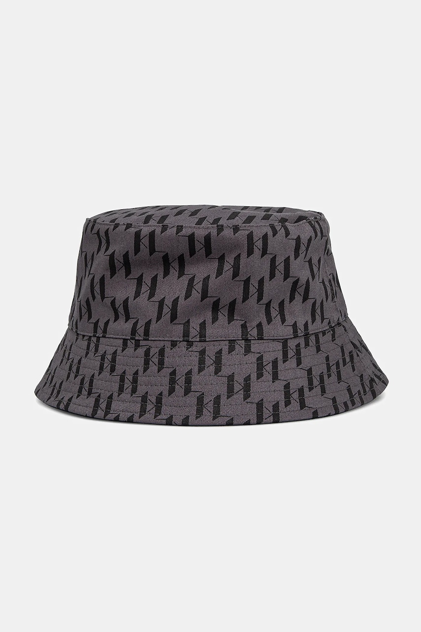 Karl Lagerfeld palarie reversibila din bumbac culoarea gri, bumbac, A2M33040 Karl Lagerfeld palarie reversibila din bumbac culoarea gri, bumbac, A2M33040