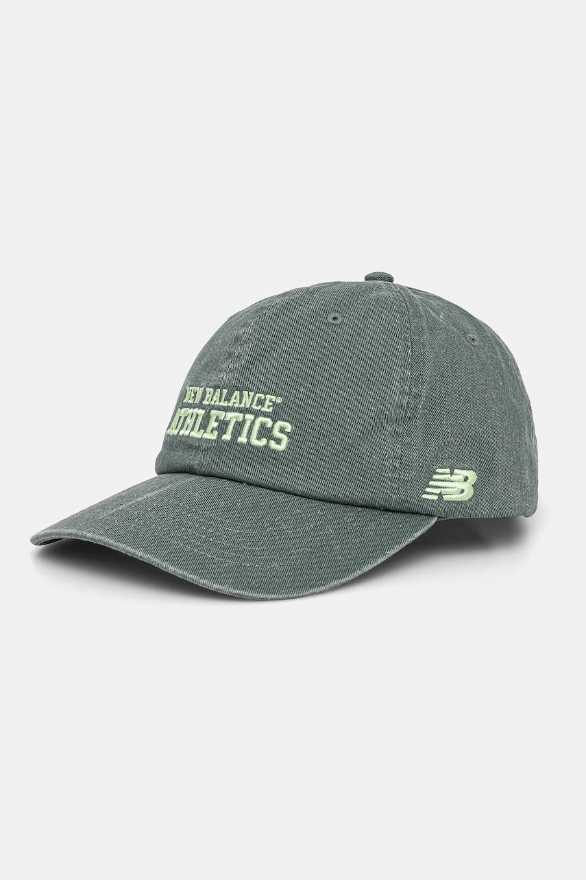 New Balance șapcă de baseball din bumbac culoarea verde, cu imprimeu, LAH51014DKJ New Balance șapcă de baseball din bumbac culoarea verde, cu imprimeu, LAH51014DKJ