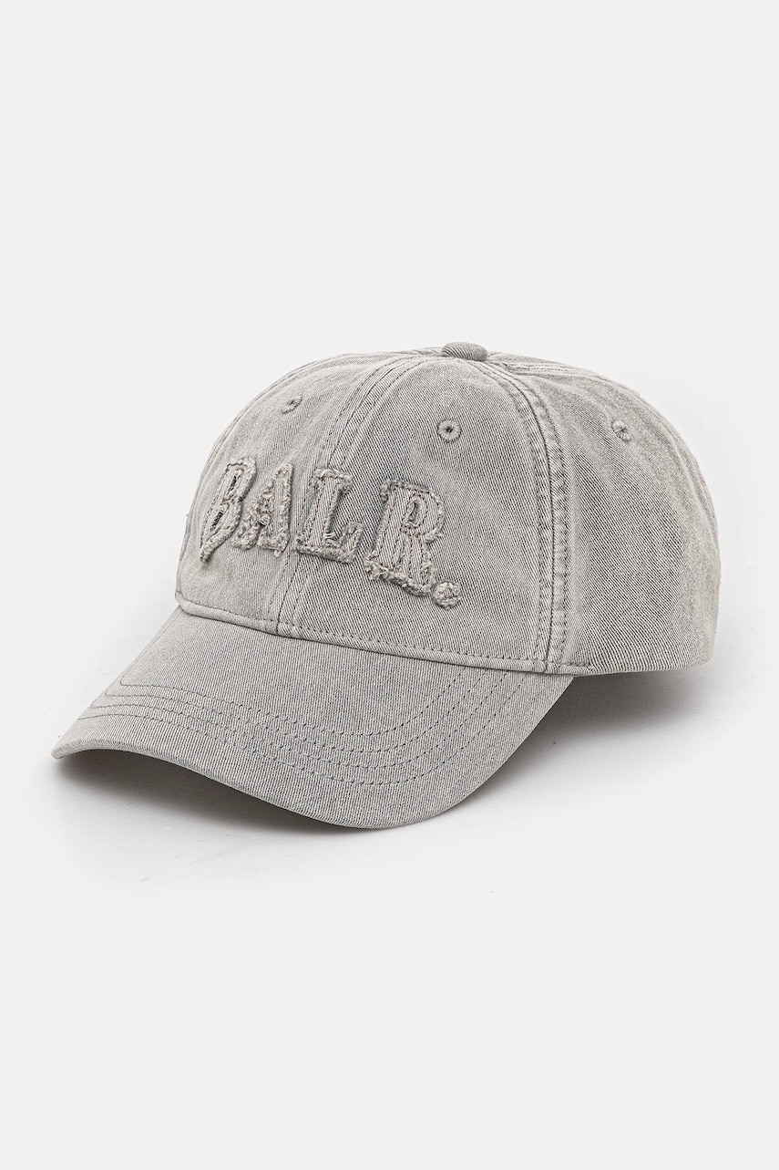 BALR. șapcă de baseball din denim culoarea gri, cu imprimeu, B6110.1082 BALR. șapcă de baseball din denim culoarea gri, cu imprimeu, B6110.1082