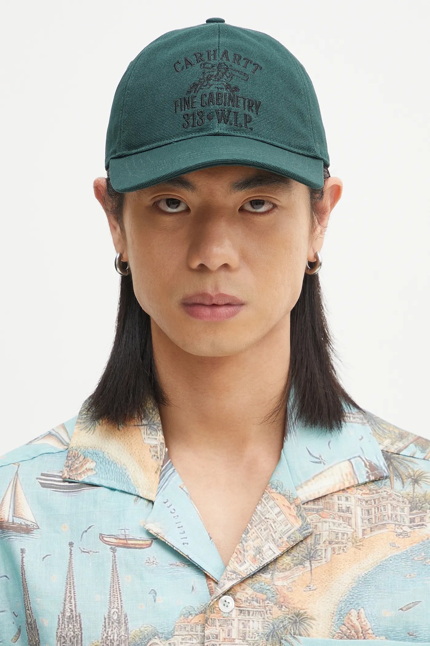 Bavlněná baseballová čepice Carhartt WIP Cabinetry Cap zelená barva, s aplikací, I034749