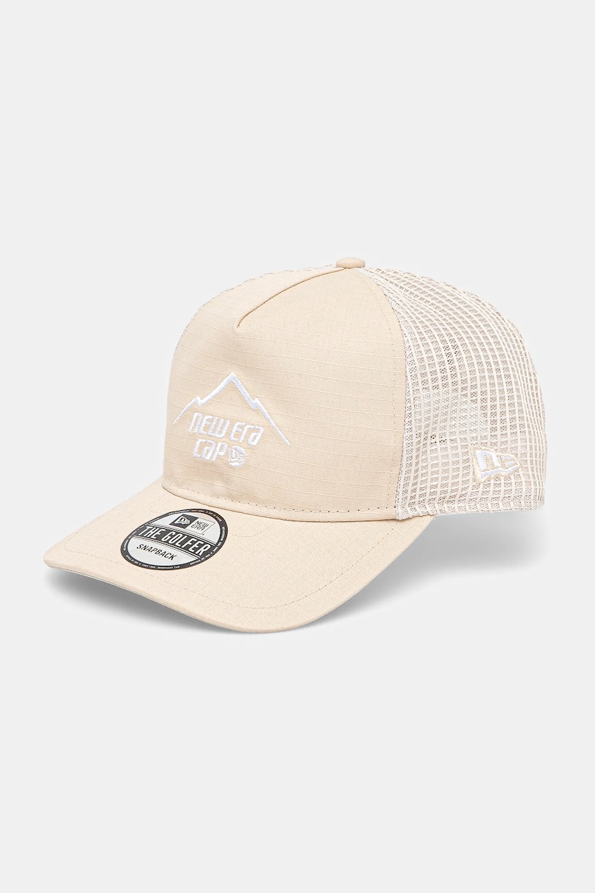 New Era șapcă de baseball din bumbac culoarea bej, cu imprimeu, 60595149 New Era șapcă de baseball din bumbac culoarea bej, cu imprimeu, 60595149