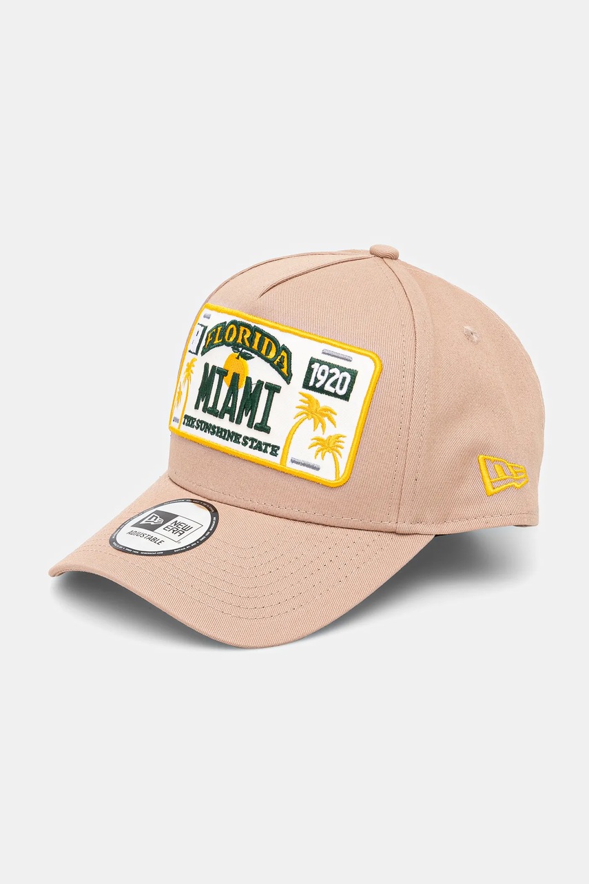 New Era șapcă de baseball din bumbac culoarea bej, cu imprimeu, 60595462