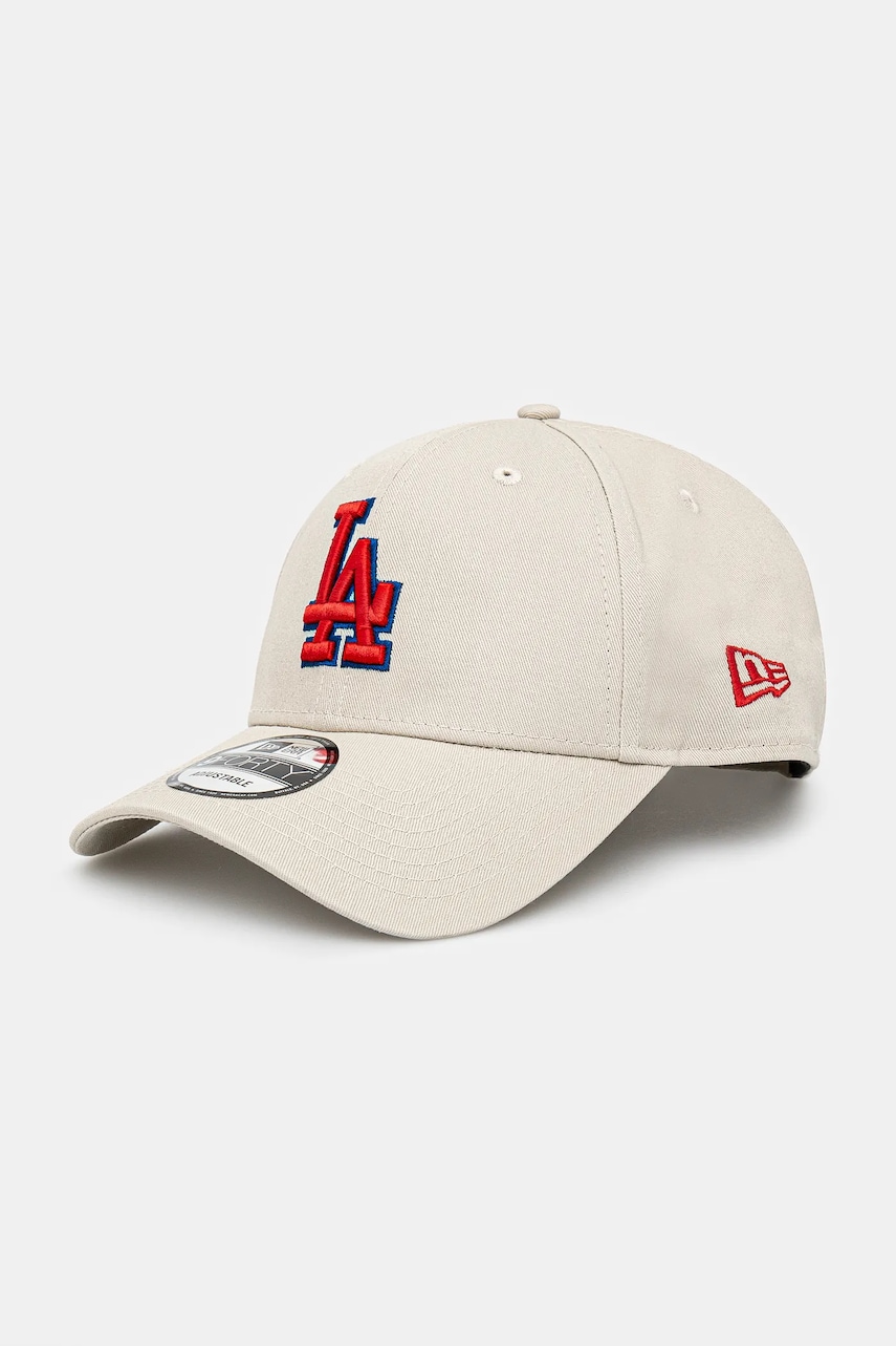 New Era sapca de baseball din bumbac culoarea bej, neted, 60595218