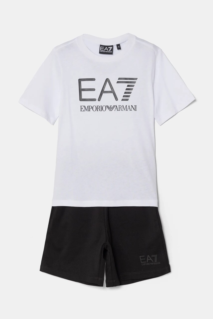 Levně Dětská bavlněná souprava EA7 Emporio Armani bílá barva, 7B000043 AF10378
