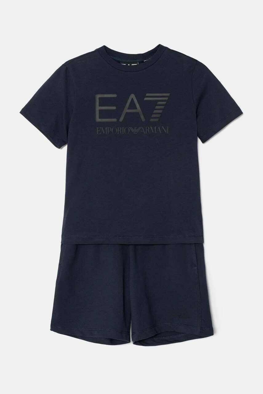 Levně Dětská bavlněná souprava EA7 Emporio Armani tmavomodrá barva, 7B000043 AF10378
