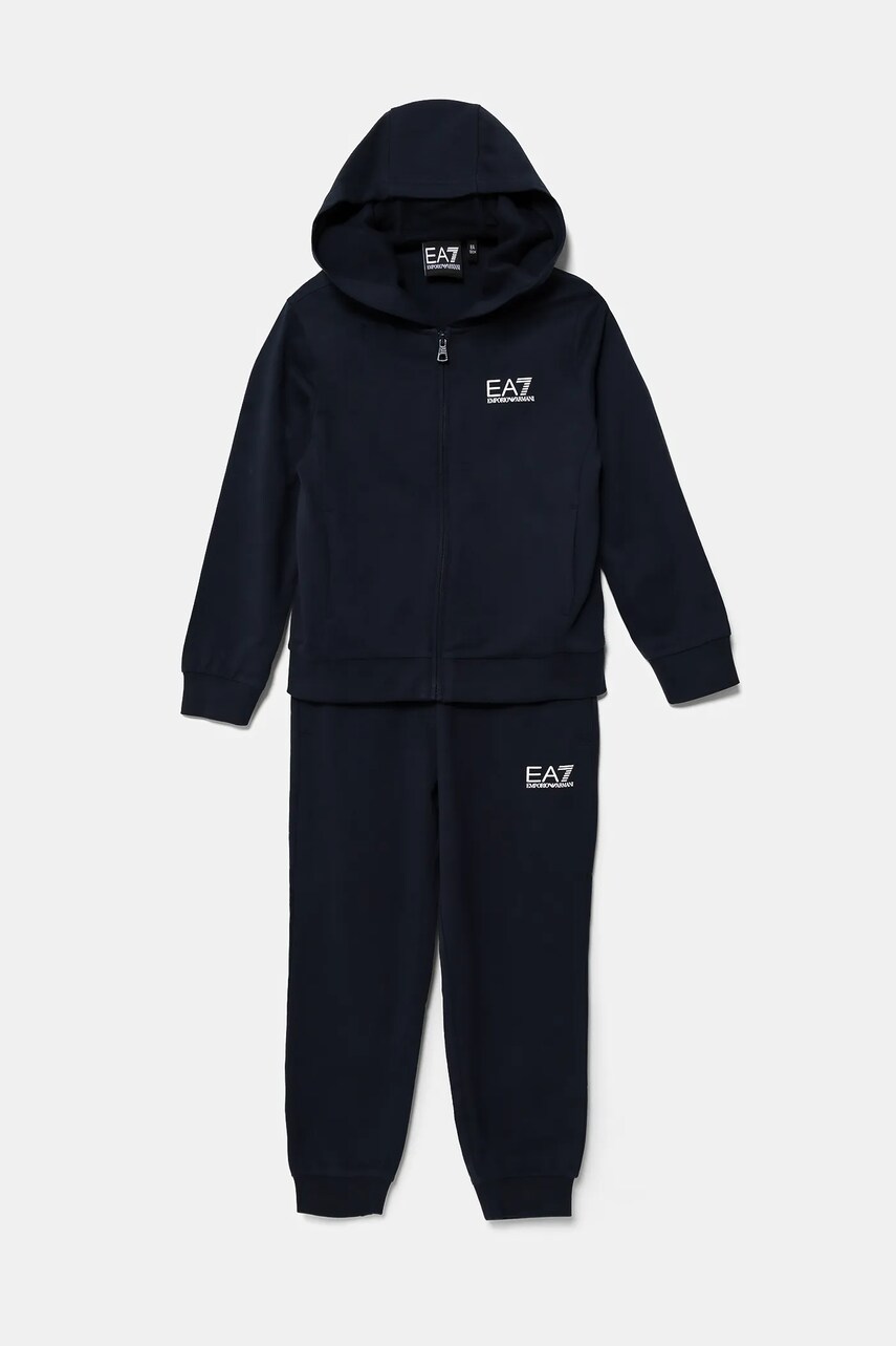 Levně Dětská tepláková souprava EA7 Emporio Armani tmavomodrá barva, 7B000031 AF10380