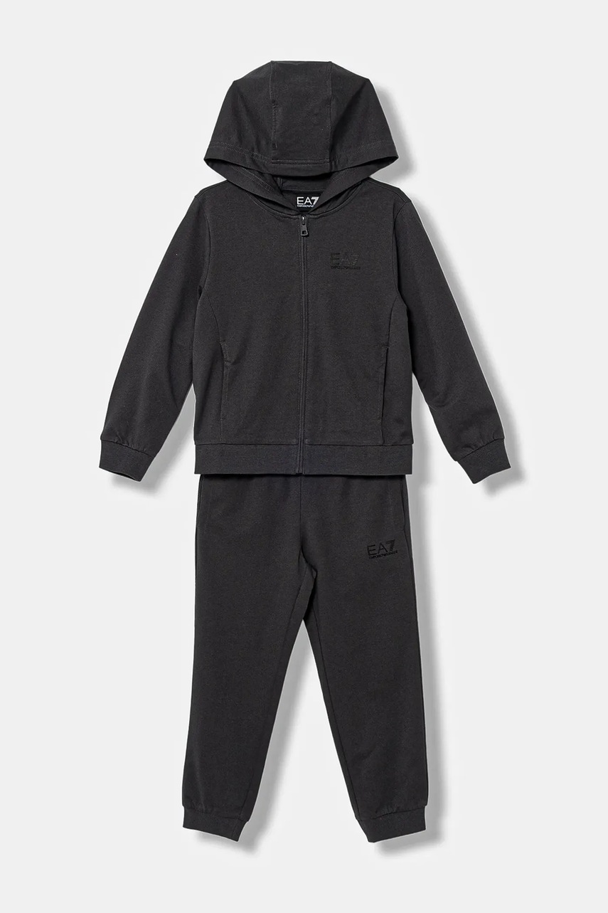 Levně Dětská tepláková souprava EA7 Emporio Armani zelená barva, 7B000031 AF10380