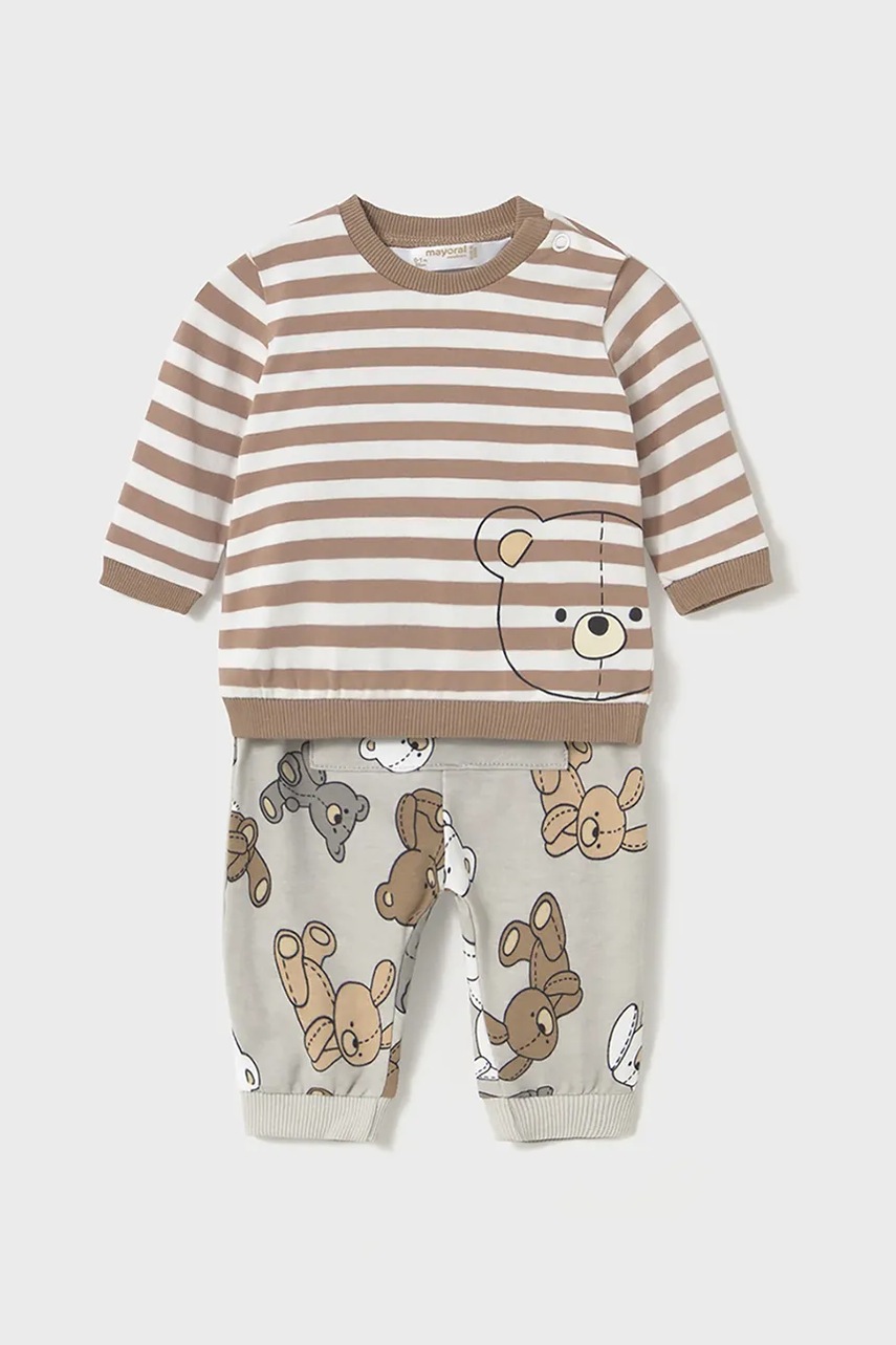 Дитячий спортивний костюм із бавовни Mayoral Newborn колір коричневий 1612