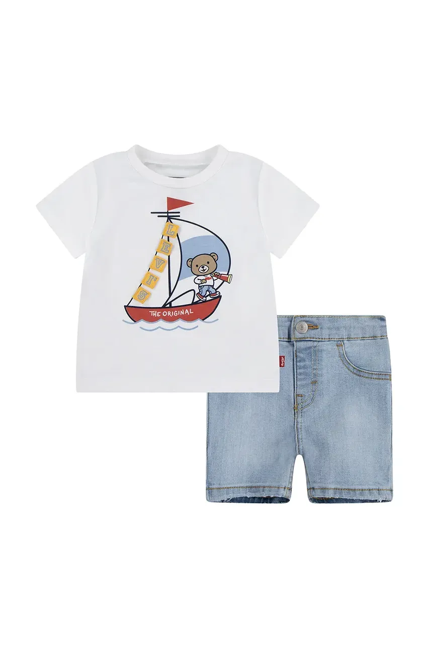 Levně Kojenecká sada Levi's LEVI 3D SAILING DENIM SET bílá barva, 6EM326