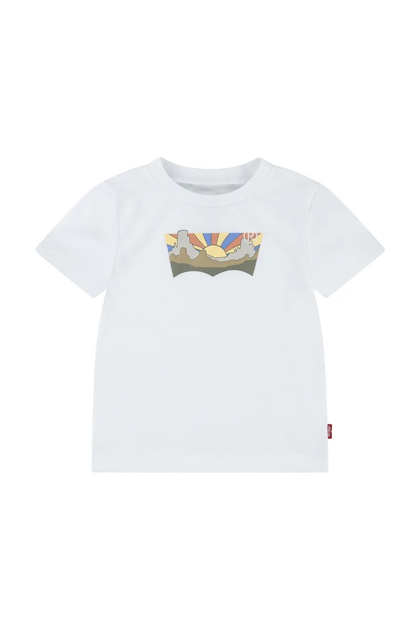 Levi\'s tricou bebe SEASONAL BATWING TEE culoarea alb, cu imprimeu, 6EM336