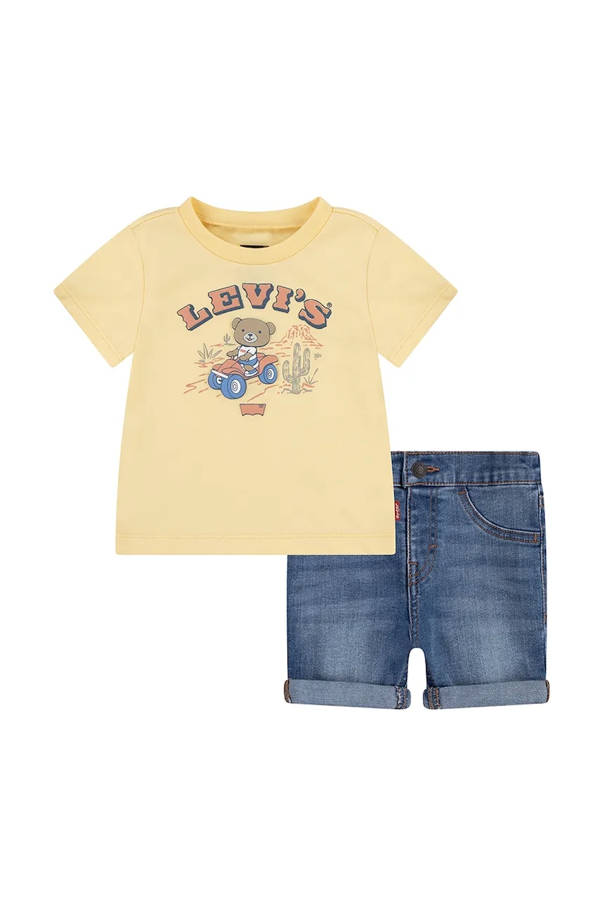 Levi's compleu bebe LEVI FOUR WHEELER DENIM SE culoarea galben, 6EM342 Levi's compleu bebe LEVI FOUR WHEELER DENIM SE culoarea galben, 6EM342