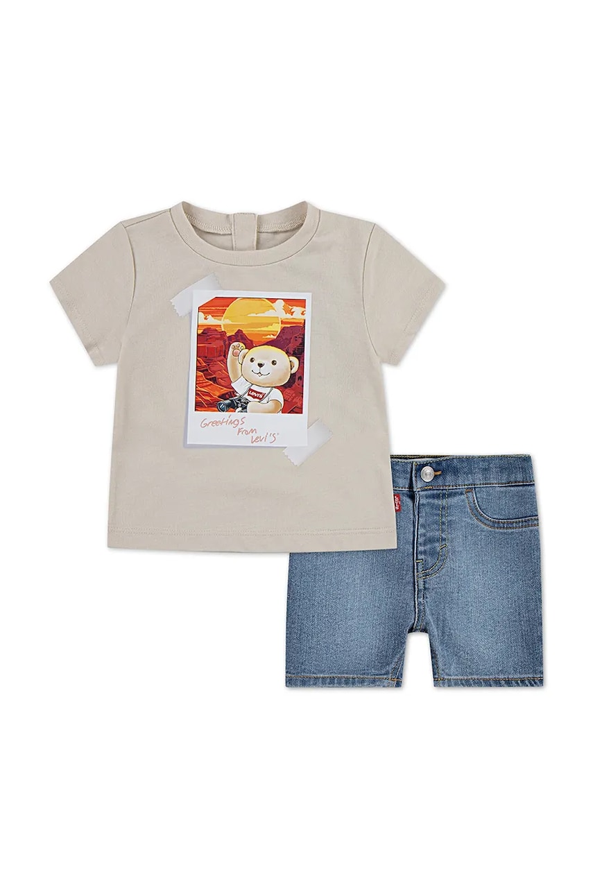 Levi's compleu bebe LEVI PHOTO OP DENIM compleu culoarea bej, 6EM343 Levi's compleu bebe LEVI PHOTO OP DENIM compleu culoarea bej, 6EM343