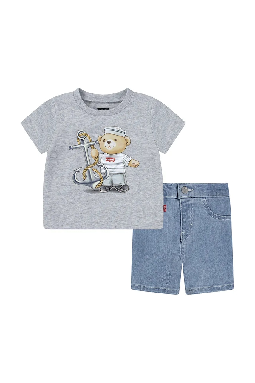 Levi's compleu bebe LEVI ANCHOR TEE DENIM compleu culoarea gri, 6EM693 Levi's compleu bebe LEVI ANCHOR TEE DENIM compleu culoarea gri, 6EM693