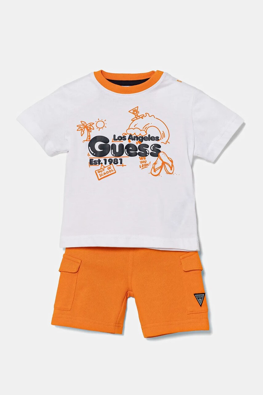 Levně Dětská bavlněná souprava Guess oranžová barva, I5GG14 K8HM4