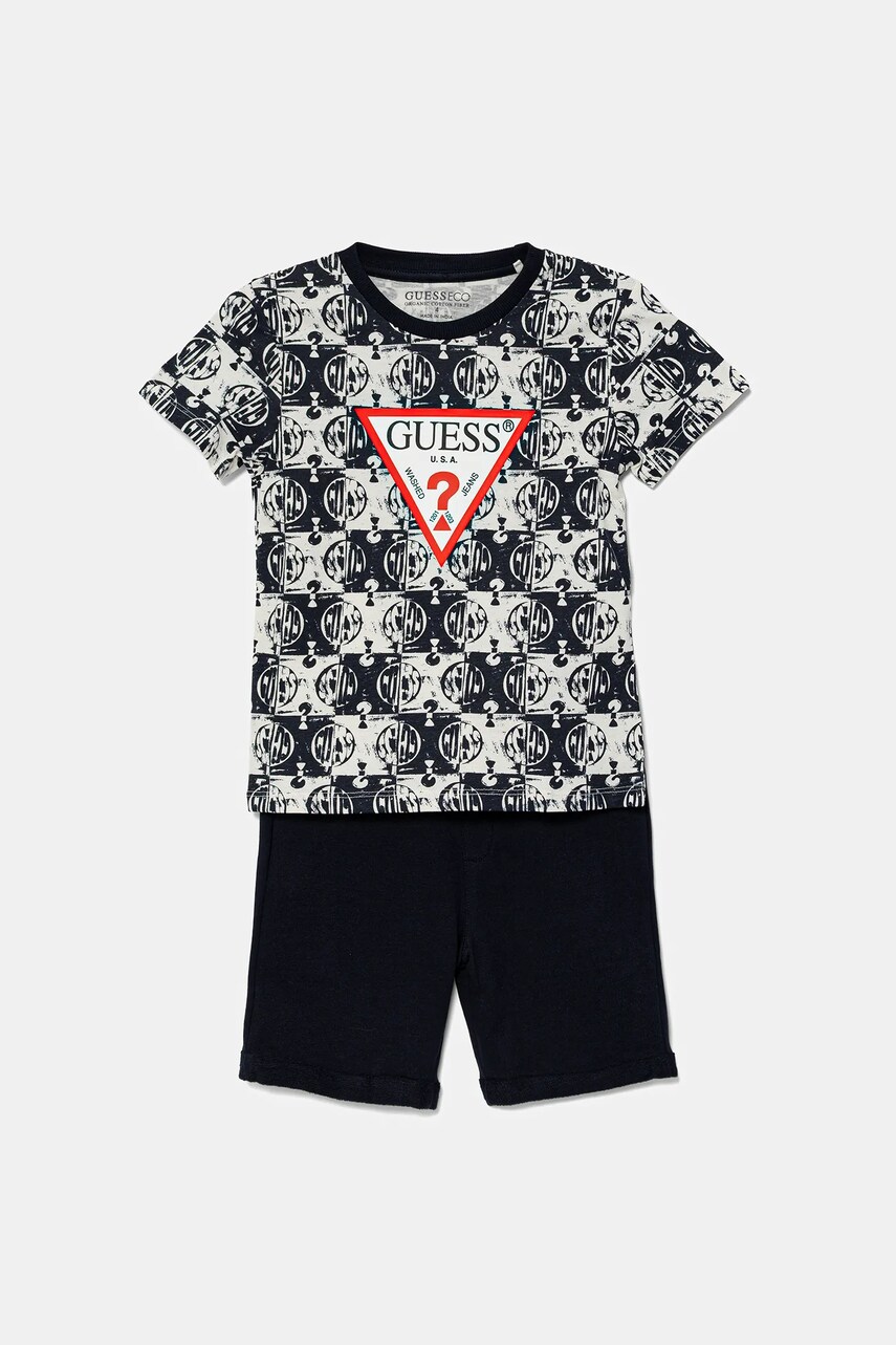 Levně Dětská bavlněná souprava Guess tmavomodrá barva, N5GG05 K8HM4