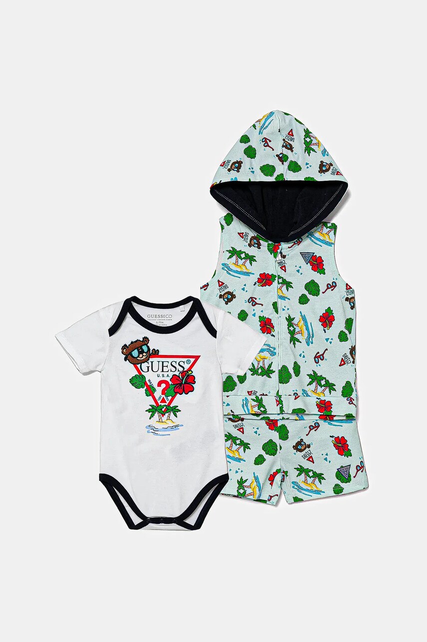 Levně Kojenecká sada Guess 3-pack zelená barva, P5GG05 K6YW1