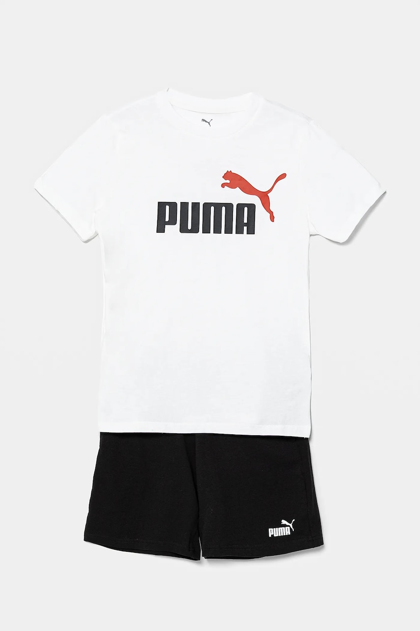 Puma set de bumbac pentru copii ESS 2 COLOR No. 1 Logo Tee and Shorts Set culoarea alb, 686298 Puma set de bumbac pentru copii ESS 2 COLOR No. 1 Logo Tee and Shorts Set culoarea alb, 686298