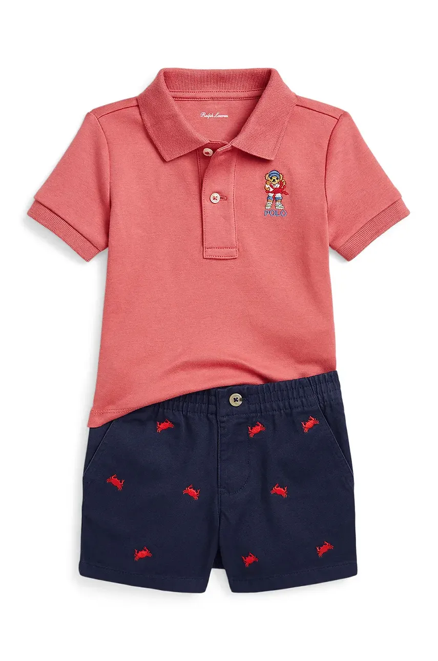 Levně Dětská bavlněná souprava Polo Ralph Lauren růžová barva, 320965274001