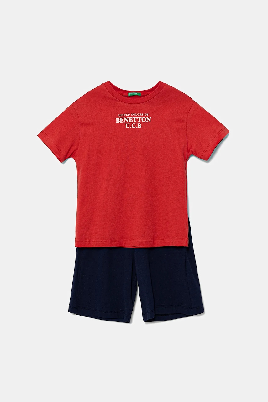 United Colors of Benetton set de bumbac pentru copii culoarea rosu, 3096CK00D United Colors of Benetton set de bumbac pentru copii culoarea rosu, 3096CK00D