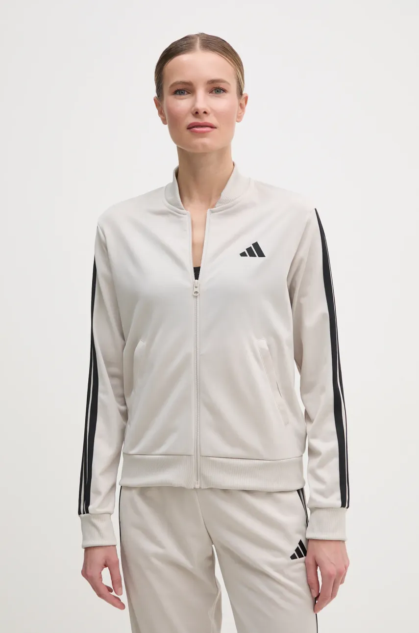 Спортивный костюм adidas 3-Stripes женский цвет бежевый JY1769 Спортивный костюм adidas 3-Stripes женский цвет бежевый JY1769
