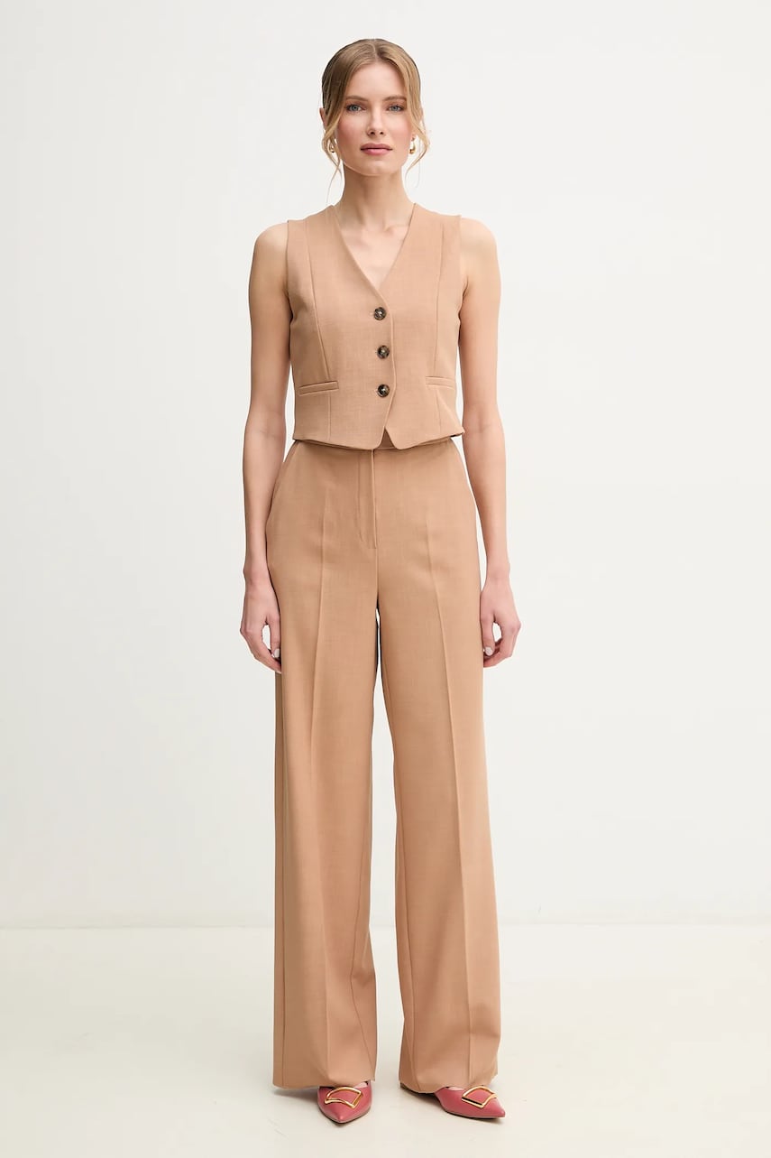 Marella compleu jachetă si pantaloni Emme by Marella femei, culoarea maro, 2515211011200 Marella compleu jachetă si pantaloni Emme by Marella femei, culoarea maro, 2515211011200