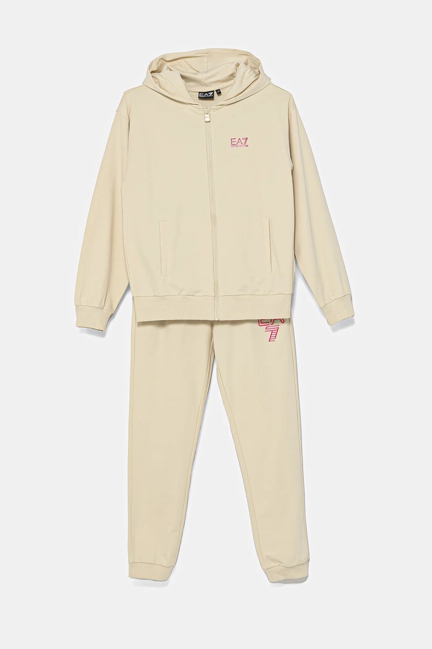 Levně Dětská tepláková souprava EA7 Emporio Armani béžová barva, 7G000048 AF13135