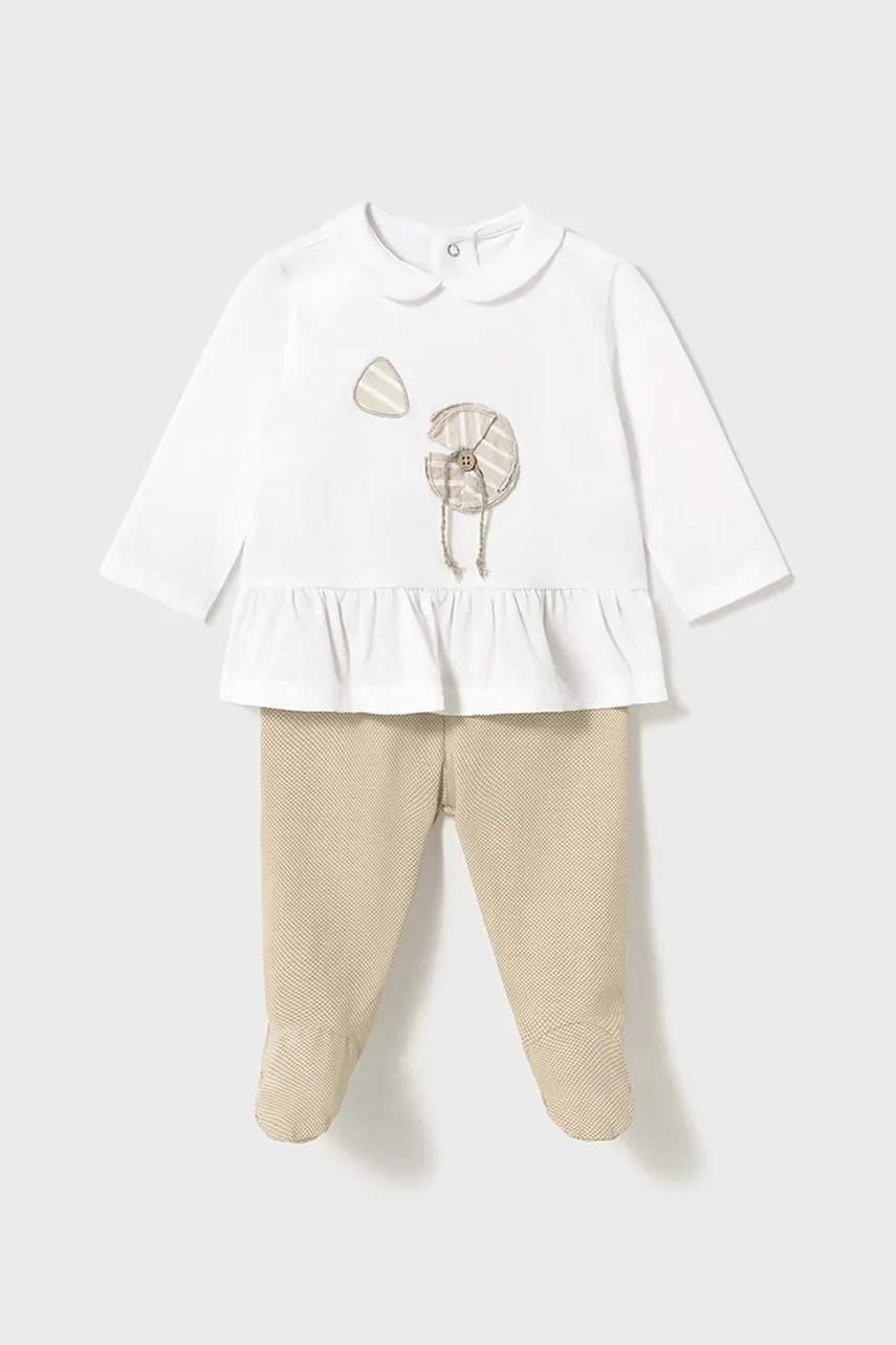 Mayoral Newborn set de bumbac pentru bebelusi culoarea maro, 1586 Mayoral Newborn set de bumbac pentru bebelusi culoarea maro, 1586