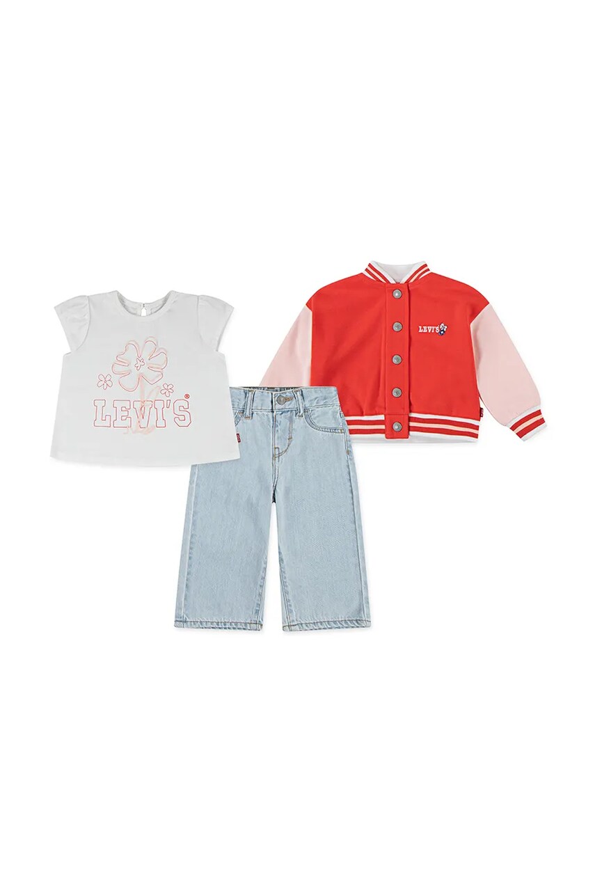 Levi's compleu BOMBER TEE AND WIDE PANT S culoarea rosu, 1EM259