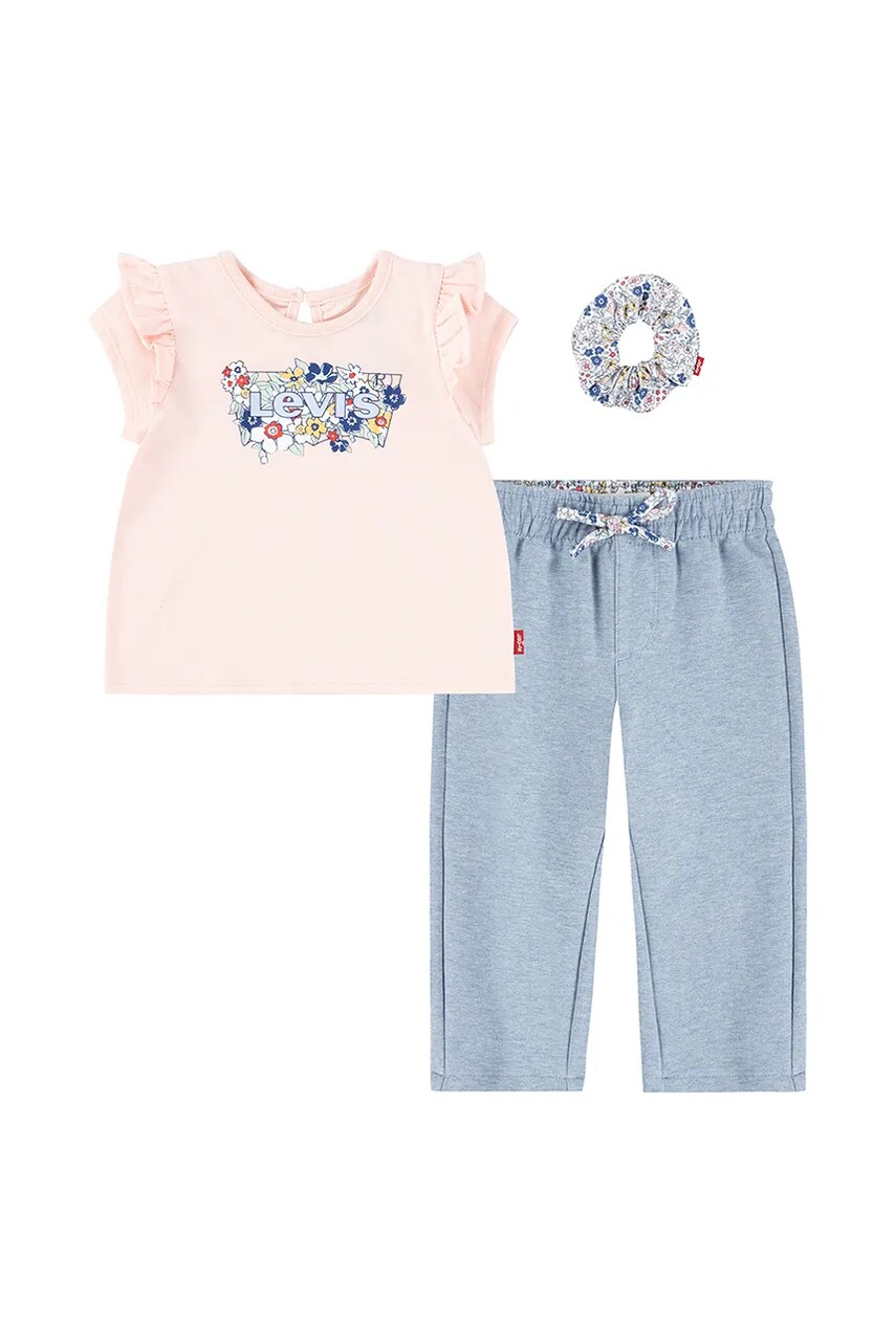 Levi's compleu bebe RUFFLE SHLDR TOP & PANT SE culoarea roz, 1EM645