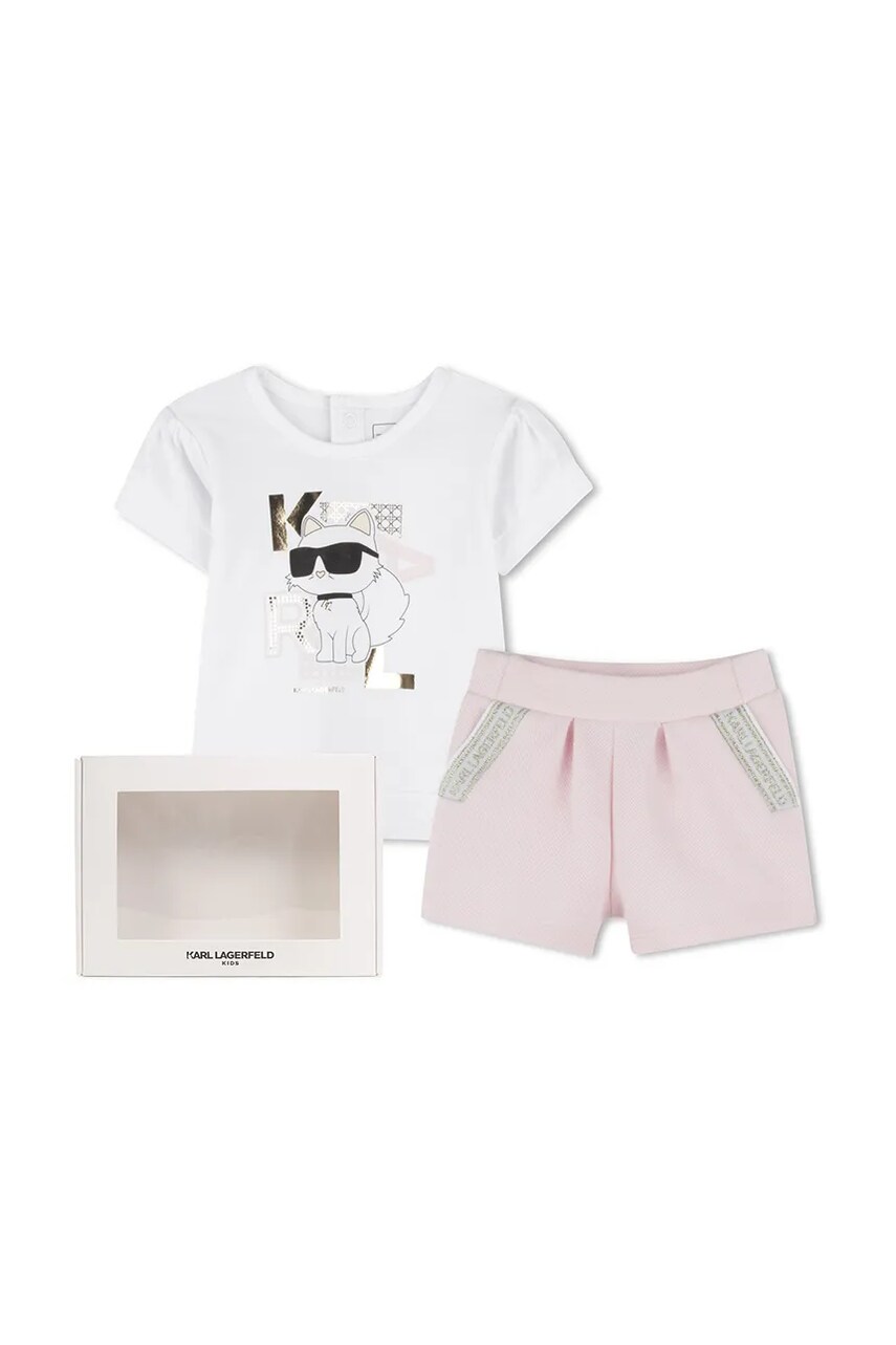 Karl Lagerfeld set de bumbac pentru bebeluși culoarea alb, Z30513