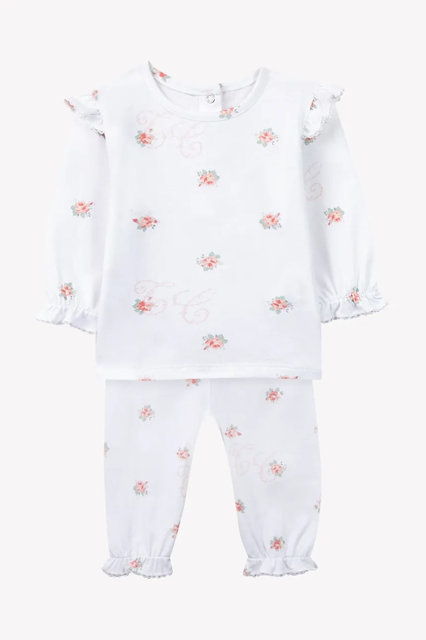 Tartine et Chocolat pijamale din bumbac pentru bebelusi culoarea alb, modelator, CA54180 Tartine et Chocolat pijamale din bumbac pentru bebelusi culoarea alb, modelator, CA54180