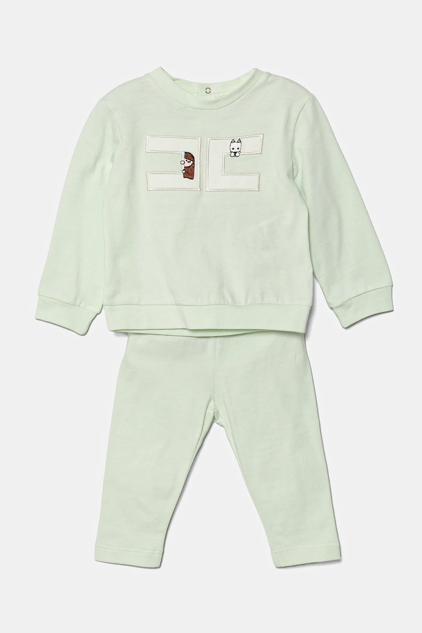 Elisabetta Franchi set de bumbac pentru bebelusi culoarea verde, ENCD097.0.JF054